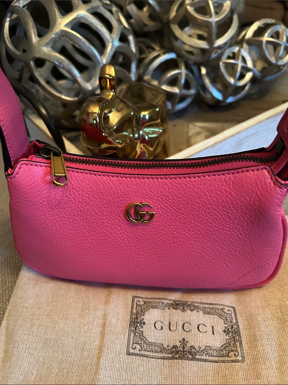 Gucci Aphrodite mini pink leather bag - Picture 6 of 16